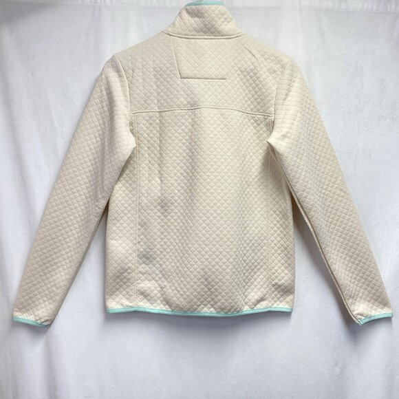 JNY-JONES NEW YORK Quilted Pullover Snap Mock Neck Sweatshirt Women Small Cream - Picture 3 of 16